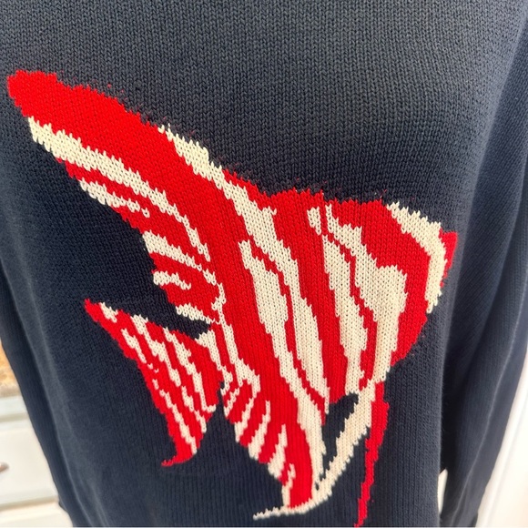 LOFT Navy Knit Sweater With Red Fish Size Large Nautical - Picture 3 of 9